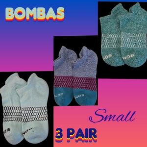 Bombas Ankle Socks  Honeycomb Womens Small Green/Blue/ BNWOT 3 Pair